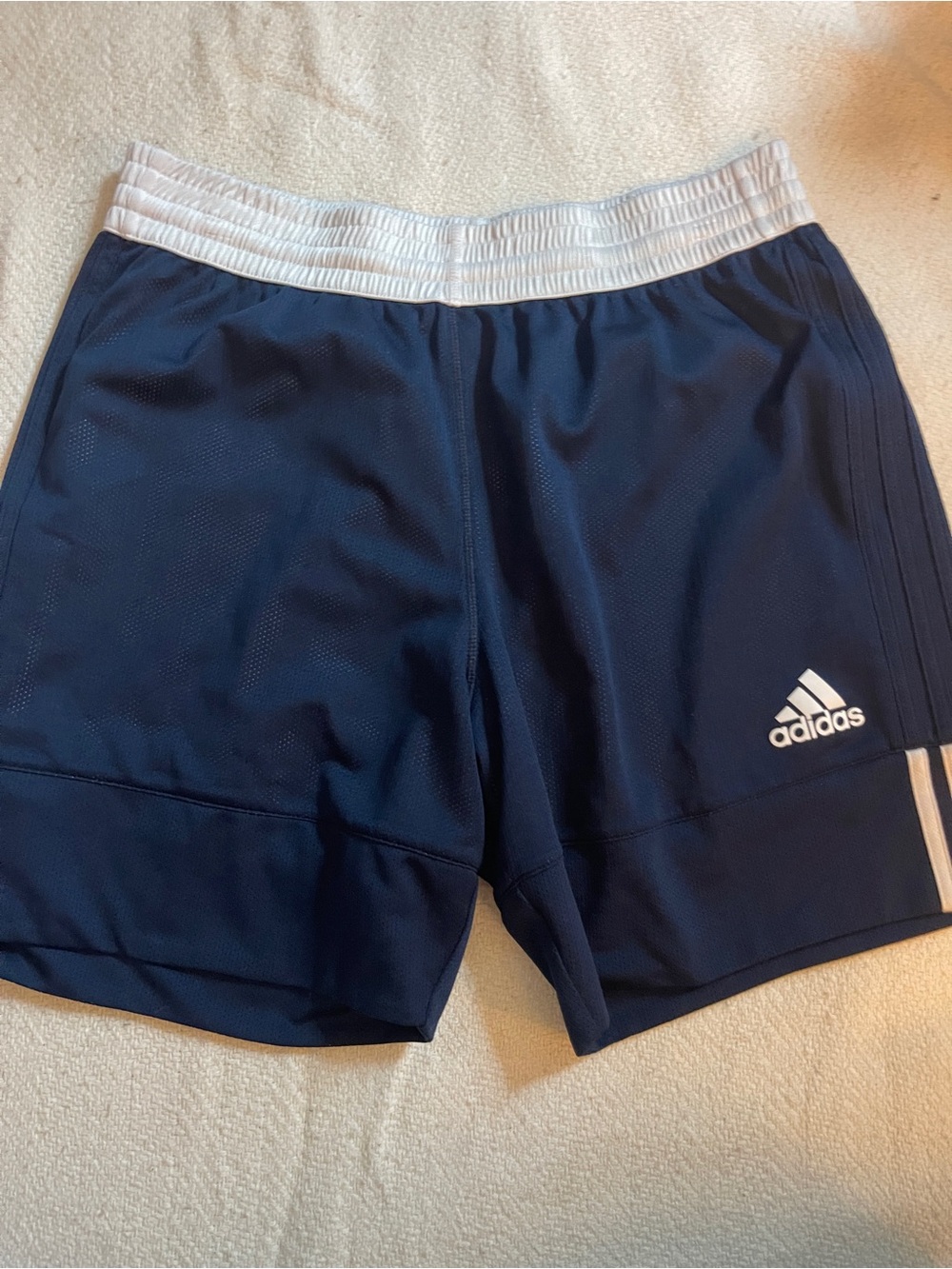 adidas Navy Athletic Shorts with White Waistband